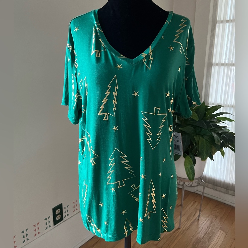 Jollidays Women’s Holiday V-Neck S/S Top - XL